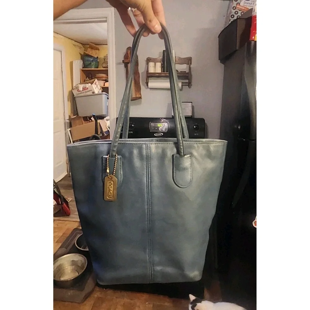 Vintage Coach Periwinkle Blue Lunch Tote Shoulder Bag 1990s B5C-4068 Rare HTF